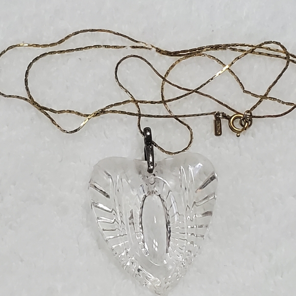 Vintage Waterford Crystal Heart Pendant Necklace - Picture 1 of 3